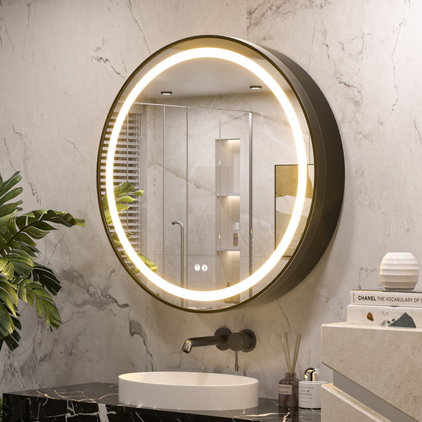 24x24 Round LED Mirror Medicine Cabinet