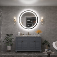 TETOTE Round 3-Color Frontlit & Backlit LED Bathroom Mirror