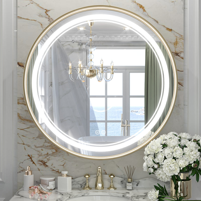 TETOTE Round 3-Color Frontlit LED Bathroom Mirror