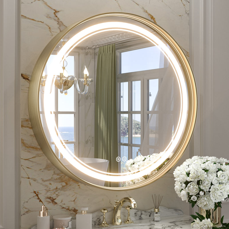 TETOTE Round 3-Color Frontlit LED Bathroom Mirror