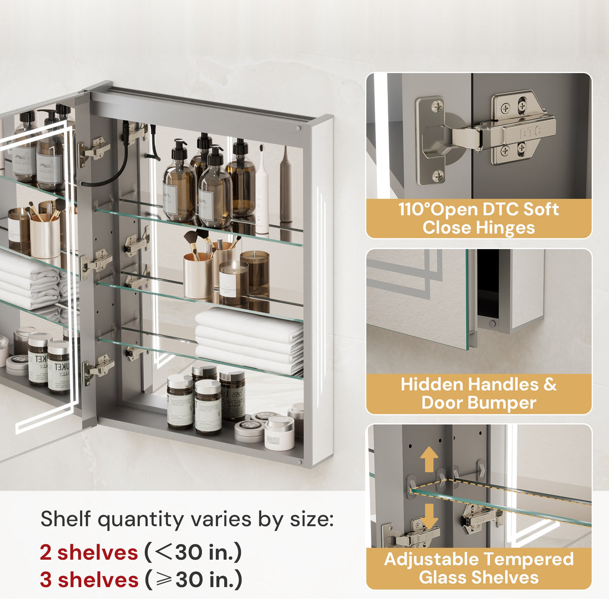 Trio-Lit LED Medicine Cabinet