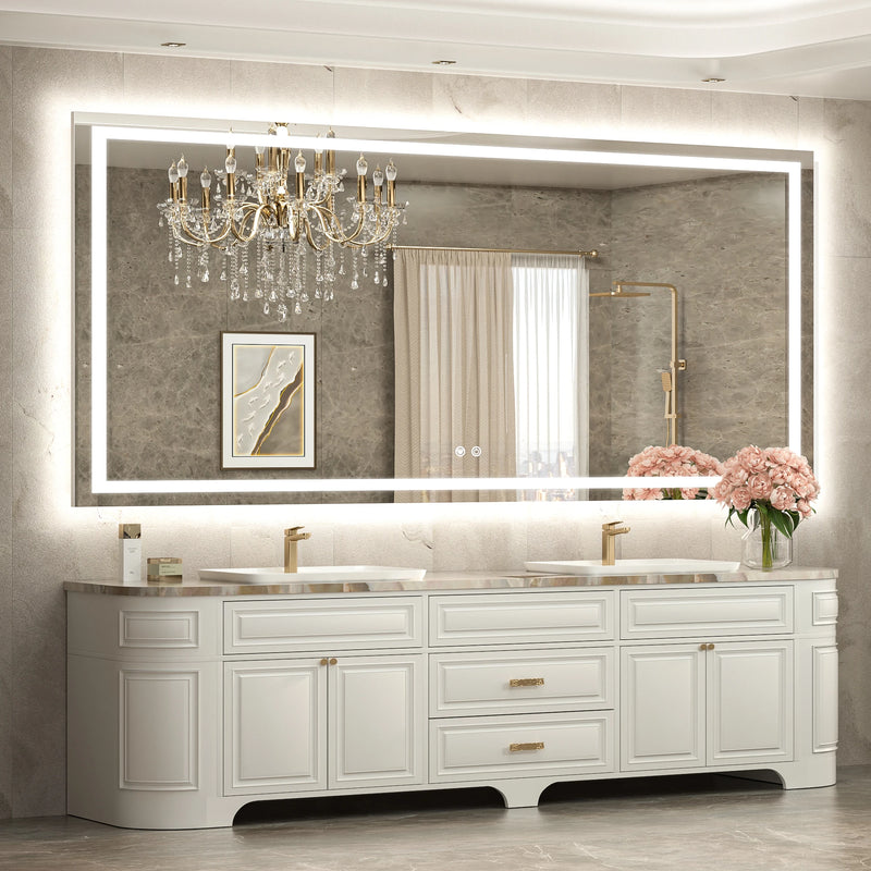 84x40 frontlit and backlit LED bathroom mirror from TETOTE