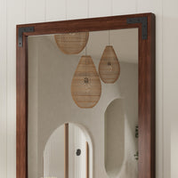 TETOTE Wooden Framed Bathroom Mirror Square Square Corner