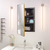 TETOTE Square Rounded Corners Metal Frame Mirror Cabinet