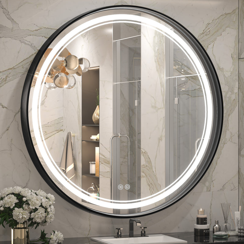 TETOTE Round 3-Color Frontlit LED Bathroom Mirror