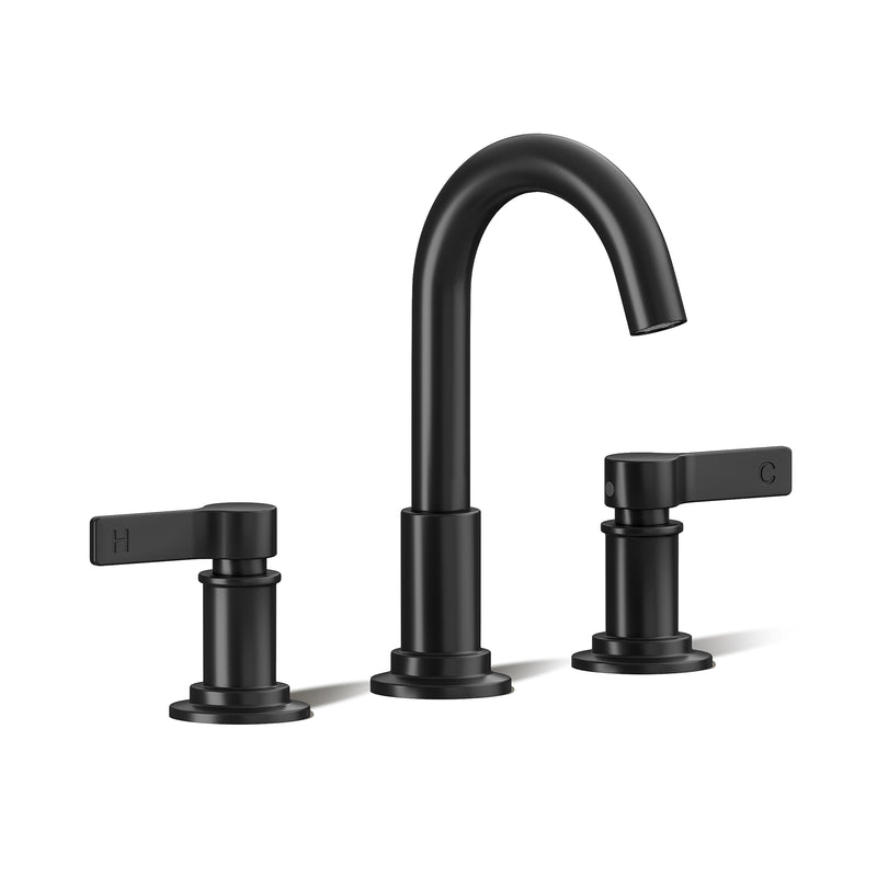 Widespread Bathroom Faucet 3-Hole, High Arc 2-Handle Vanity Sink Faucet with Metal Drain Assembly