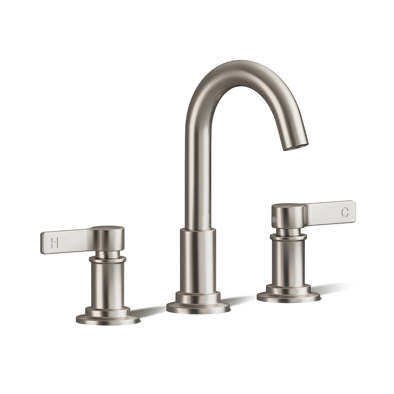 Widespread Bathroom Faucet 3-Hole, High Arc 2-Handle Vanity Sink Faucet with Metal Drain Assembly