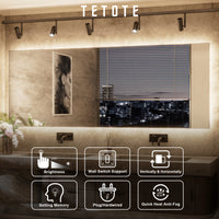 TETOTE Backlit LED Bathroom Mirror 3-Color Temped Glass