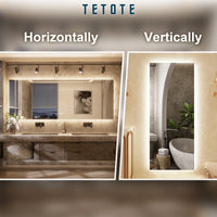 TETOTE Backlit LED Bathroom Mirror 3-Color Temped Glass