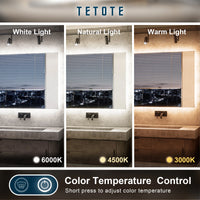TETOTE Backlit LED Bathroom Mirror 3-Color Temped Glass