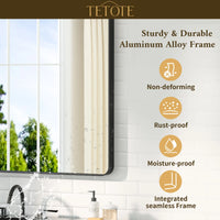 TETOTE Square Rounded Corners Metal FrameBathroom Mirror