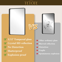 TETOTE Square Rounded Corners Metal FrameBathroom Mirror