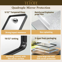 TETOTE Square Rounded Corners Metal FrameBathroom Mirror