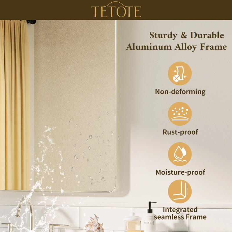 TETOTE Square Rounded Corners Metal FrameBathroom Mirror