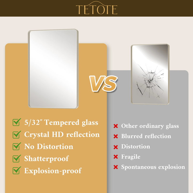 TETOTE Square Rounded Corners Metal FrameBathroom Mirror