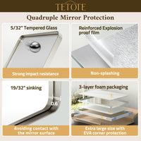 TETOTE Square Rounded Corners Metal FrameBathroom Mirror