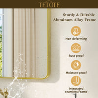 TETOTE Square Rounded Corners Metal FrameBathroom Mirror