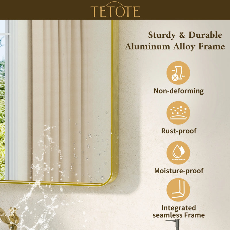 TETOTE Square Rounded Corners Metal FrameBathroom Mirror