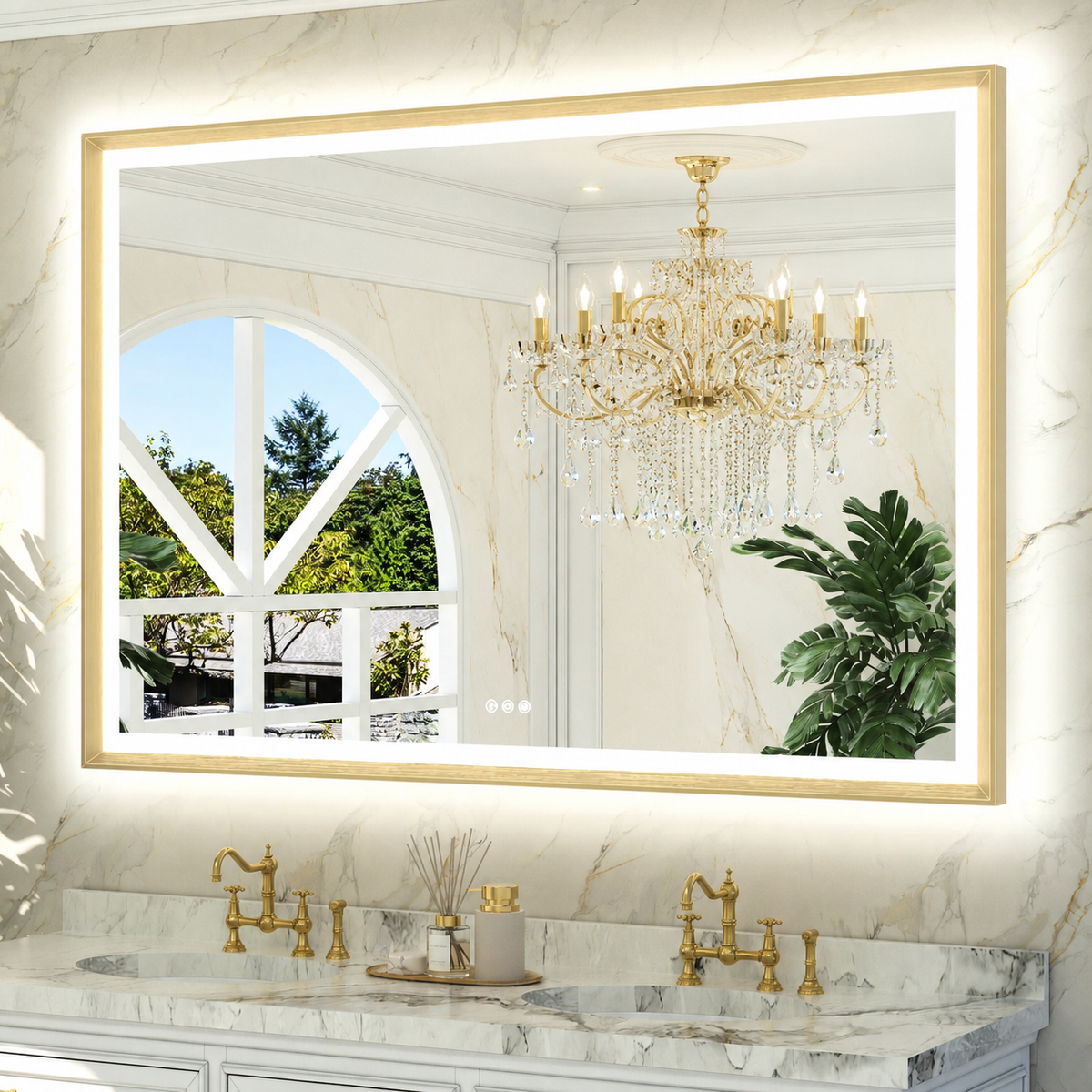 TETOTE Dual-Lit Framed LED Bathroom Mirror