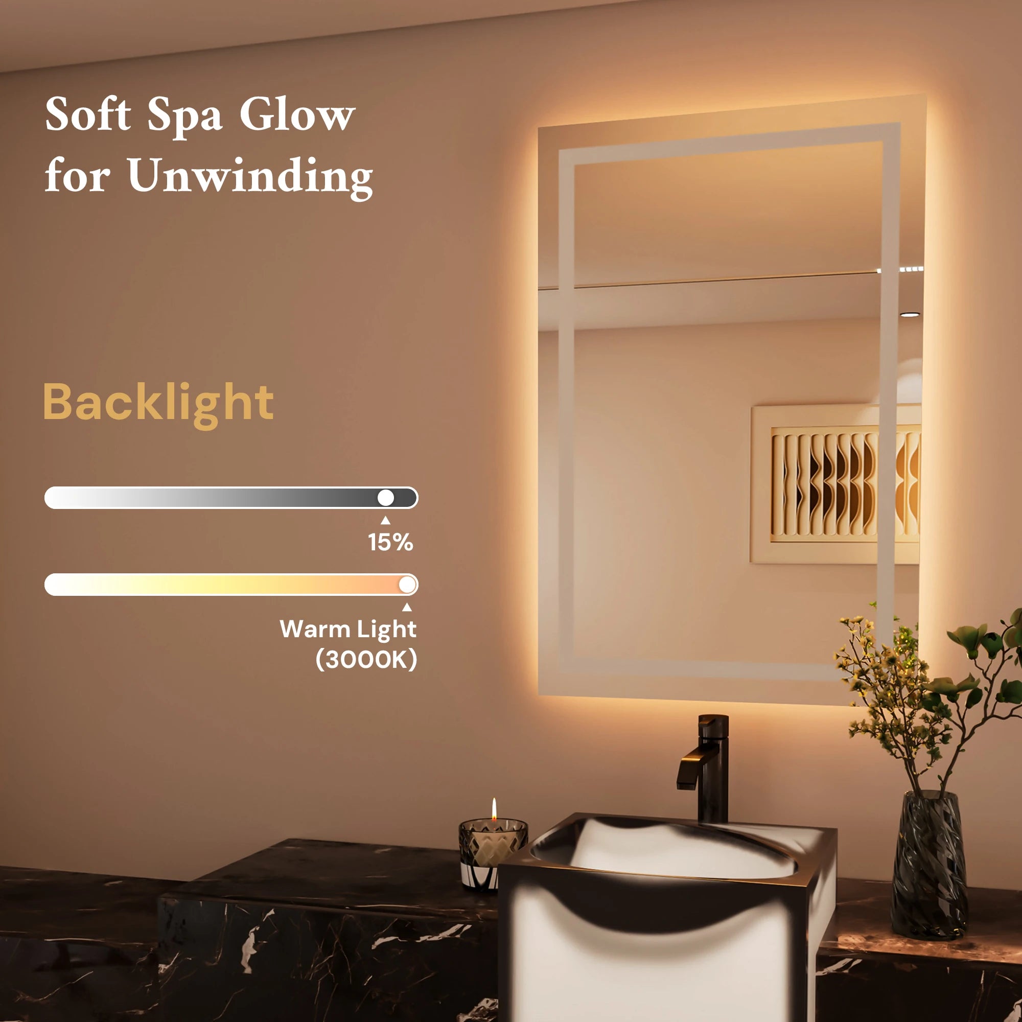 TETOTE  Frontlit & Backlit LED Mirror 3-Color Independent Control