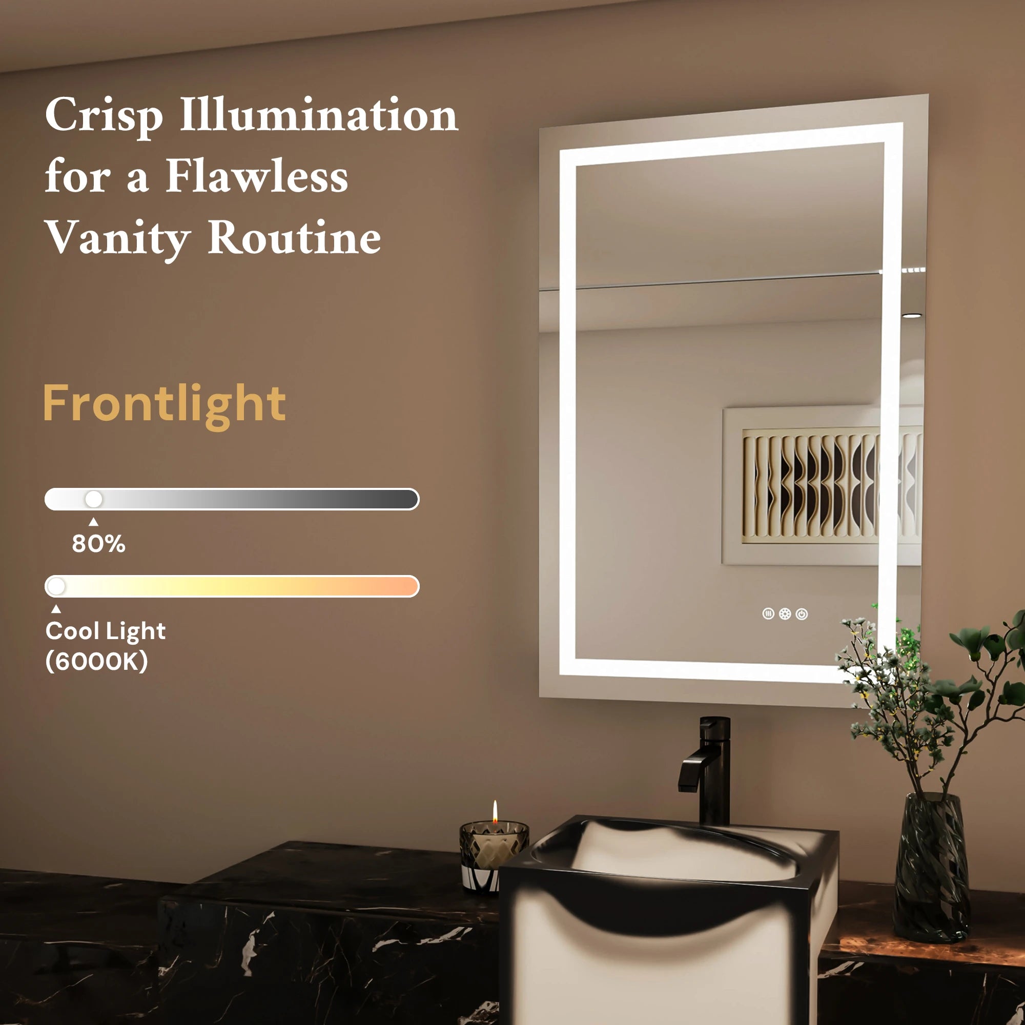 TETOTE  Frontlit & Backlit LED Mirror 3-Color Independent Control