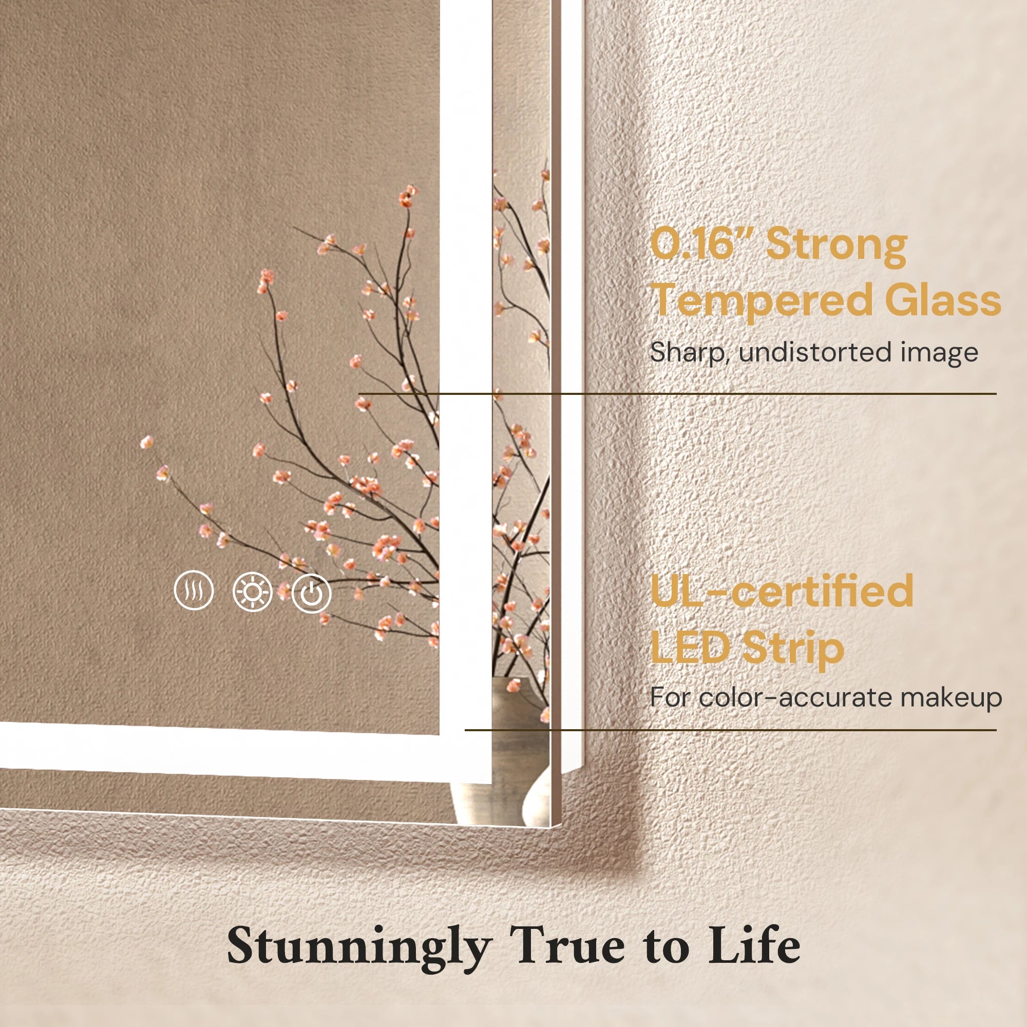 TETOTE  Frontlit & Backlit LED Mirror 3-Color Independent Control