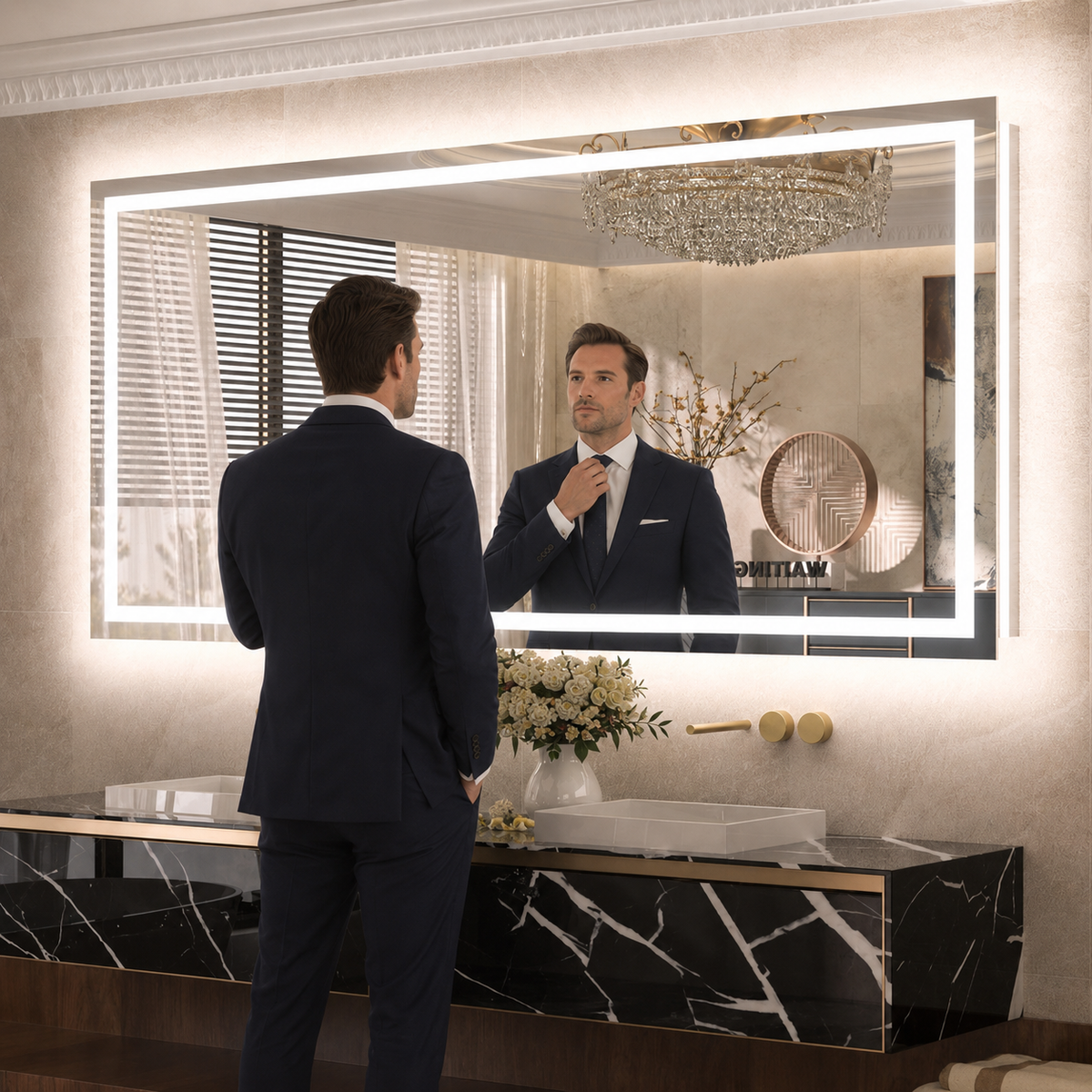 TETOTE 3-Color Frontlit Backlit LED Bathroom Mirror