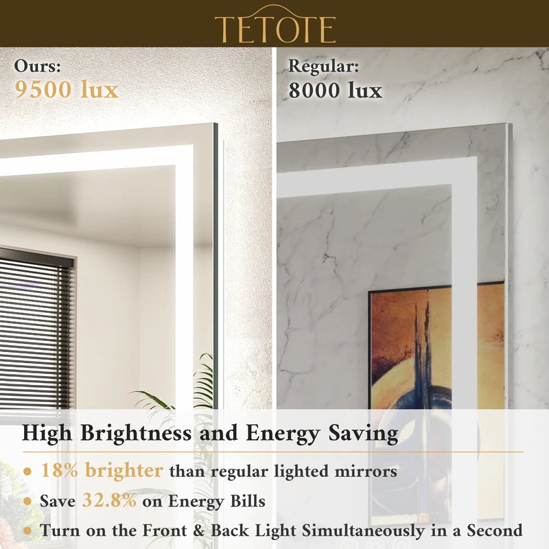 LED bathroom mirror for brighter, clearer makeup and skincare routines.