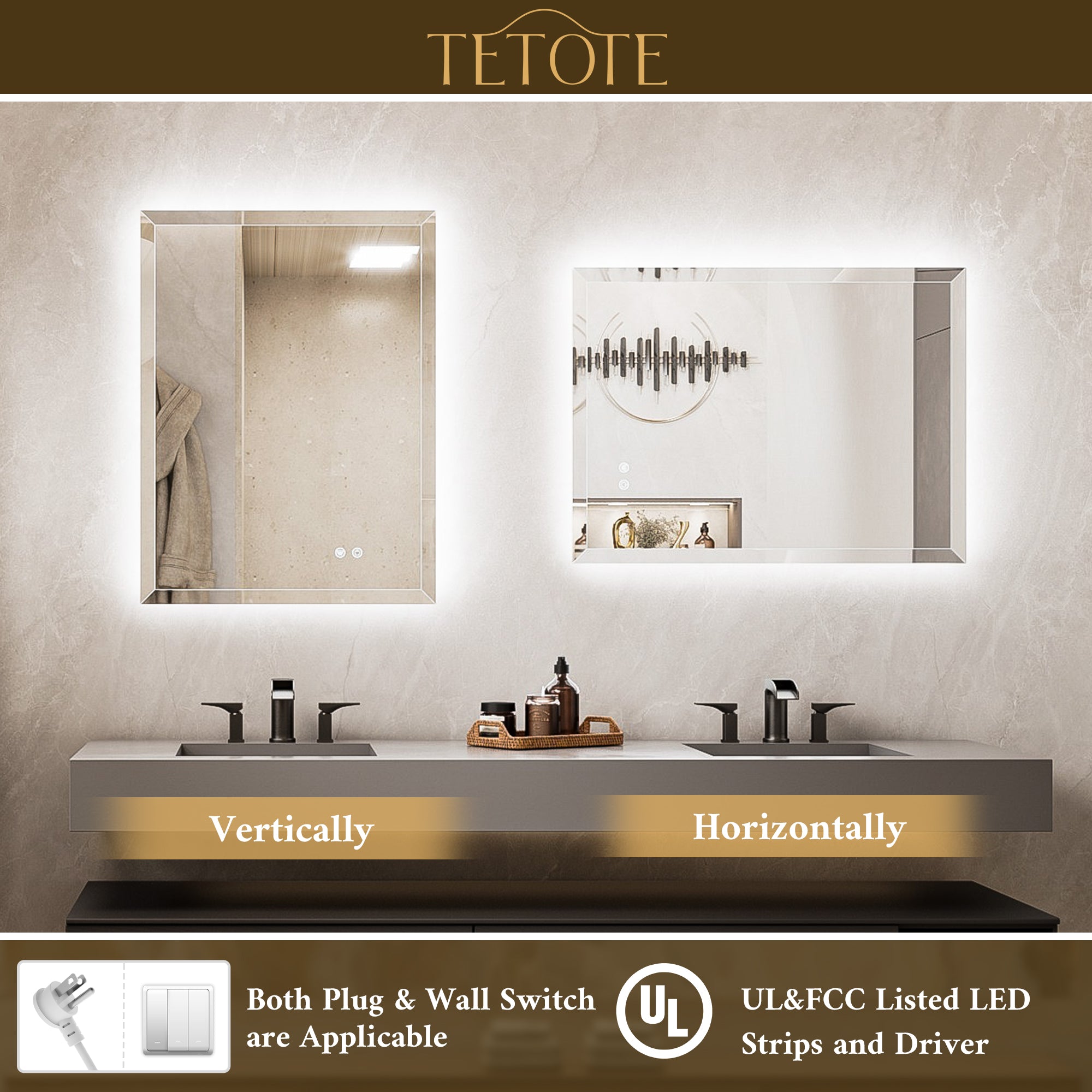 Beveled Backlit Bathroom Mirror
