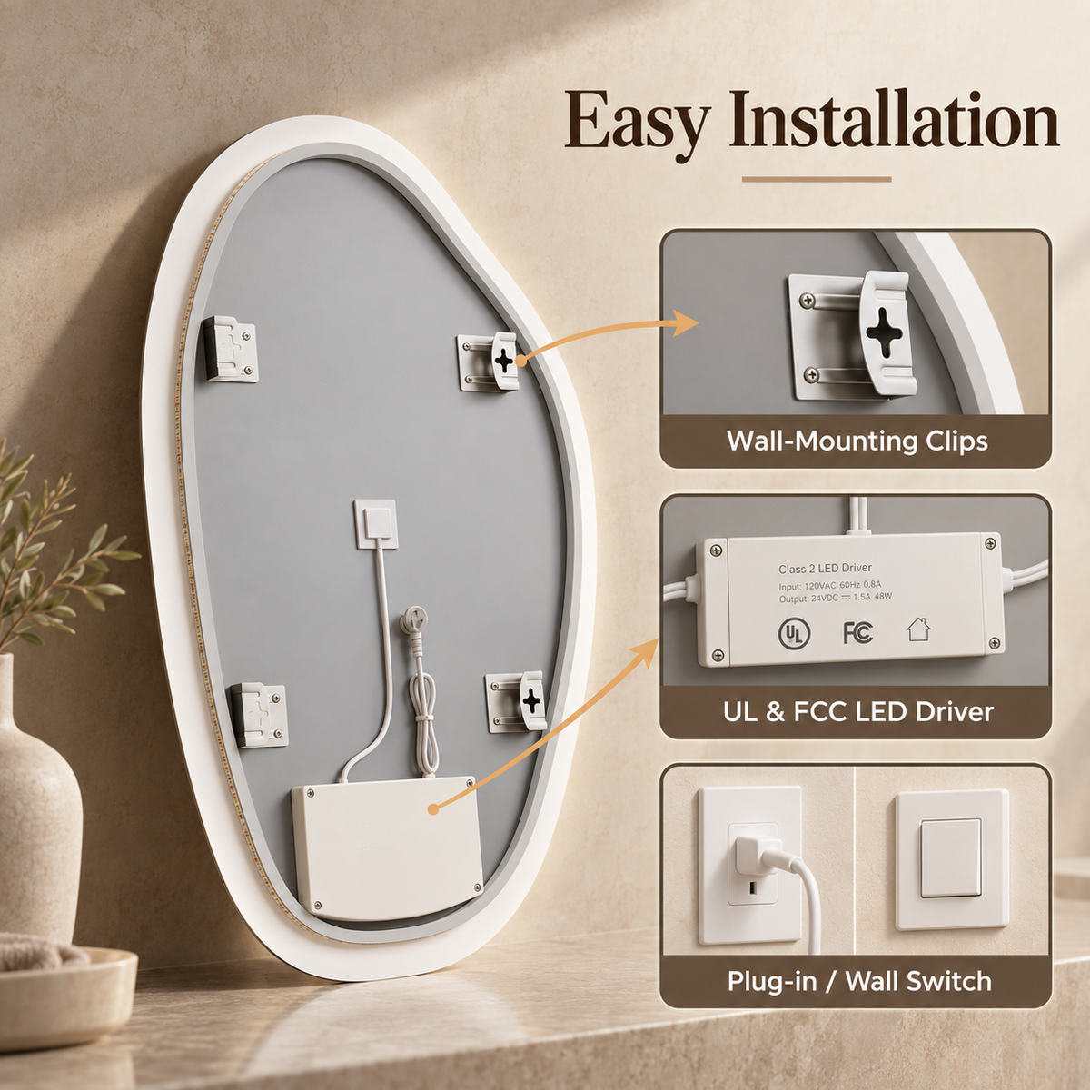 Irregular Backlit LED Bathroom Mirror