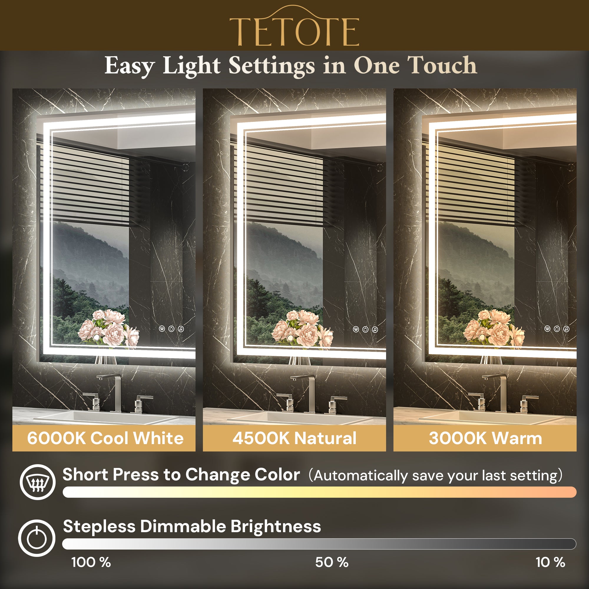 LED Bathroom Mirror with Bluetooth Speaker