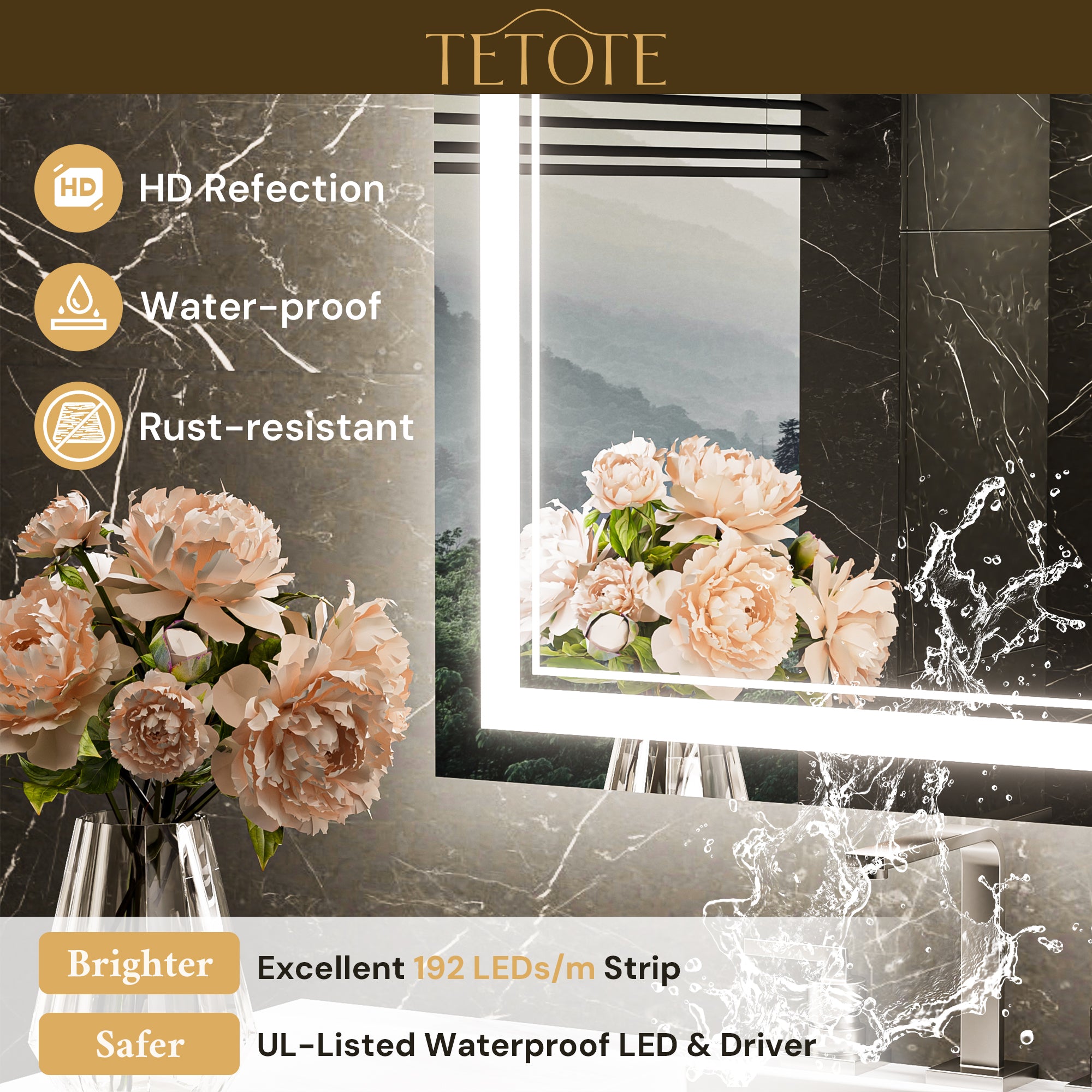 LED Bathroom Mirror with Bluetooth Speaker