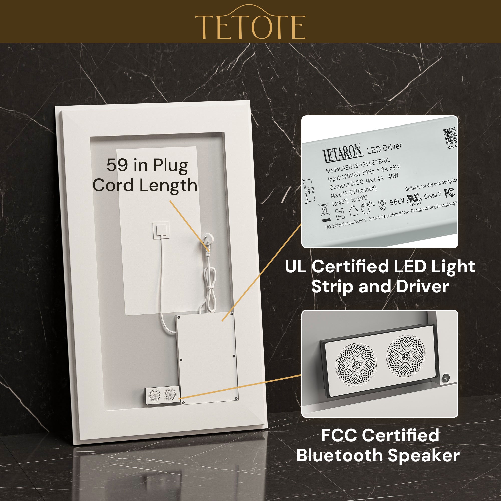 LED Bathroom Mirror with Bluetooth Speaker