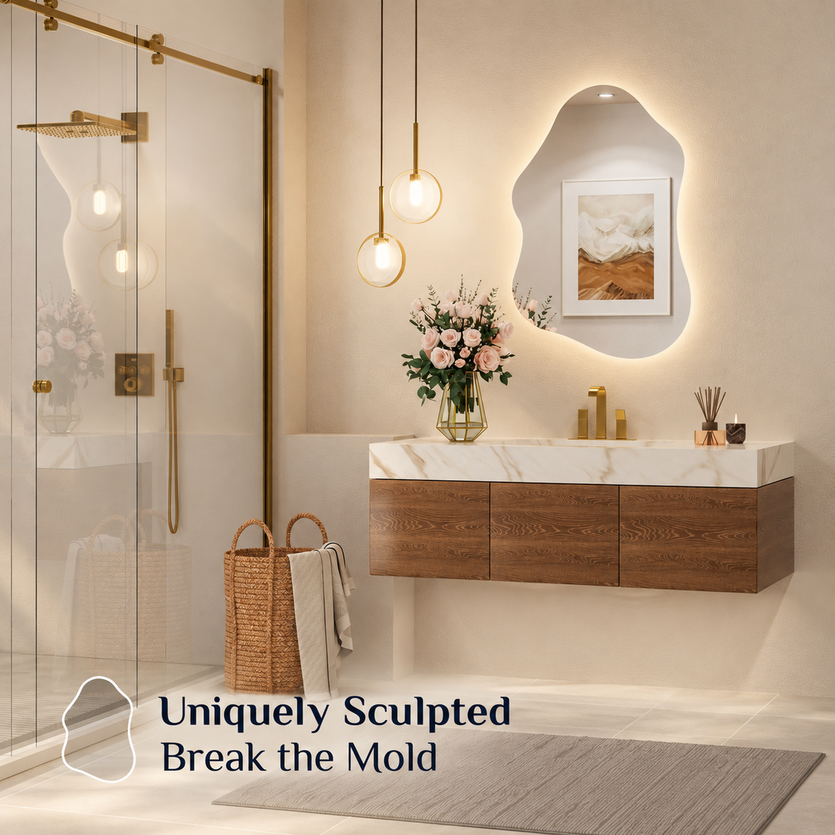 Irregular Cloud Backlit LED Bathroom Mirror