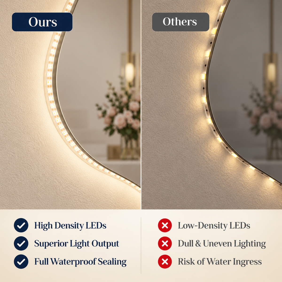 Irregular Cloud Backlit LED Bathroom Mirror