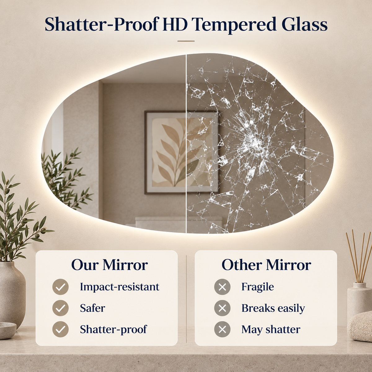 Irregular Cloud Backlit LED Bathroom Mirror