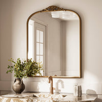 TETOTE Arched Mirror for Vanity Square Corner Bathroom Mirror