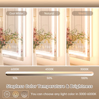LED Mirror Front & Backlit Dual Light Strips High Brightness with Separate Controls, Anti-Fog