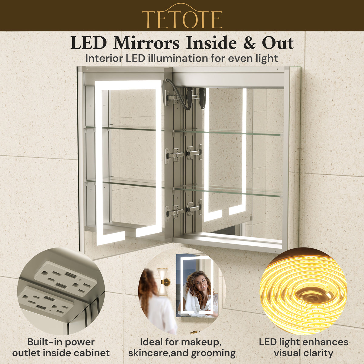 Dual-Lit LED Medicine Cabinet Recessed/Surface