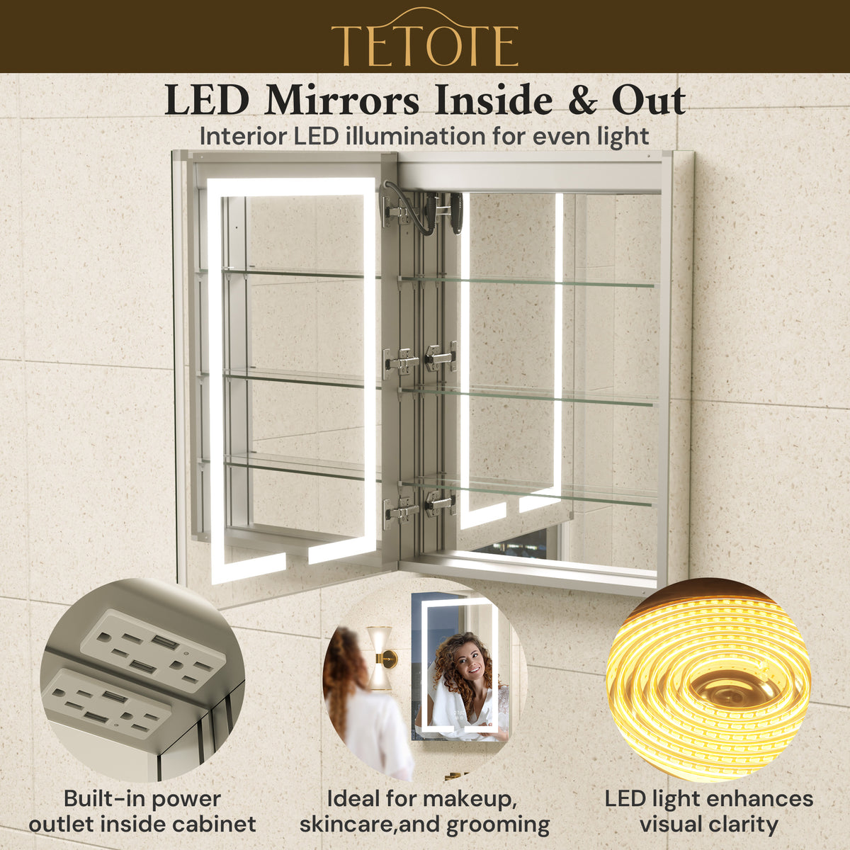 Dual-Lit LED Medicine Cabinet Recessed/Surface