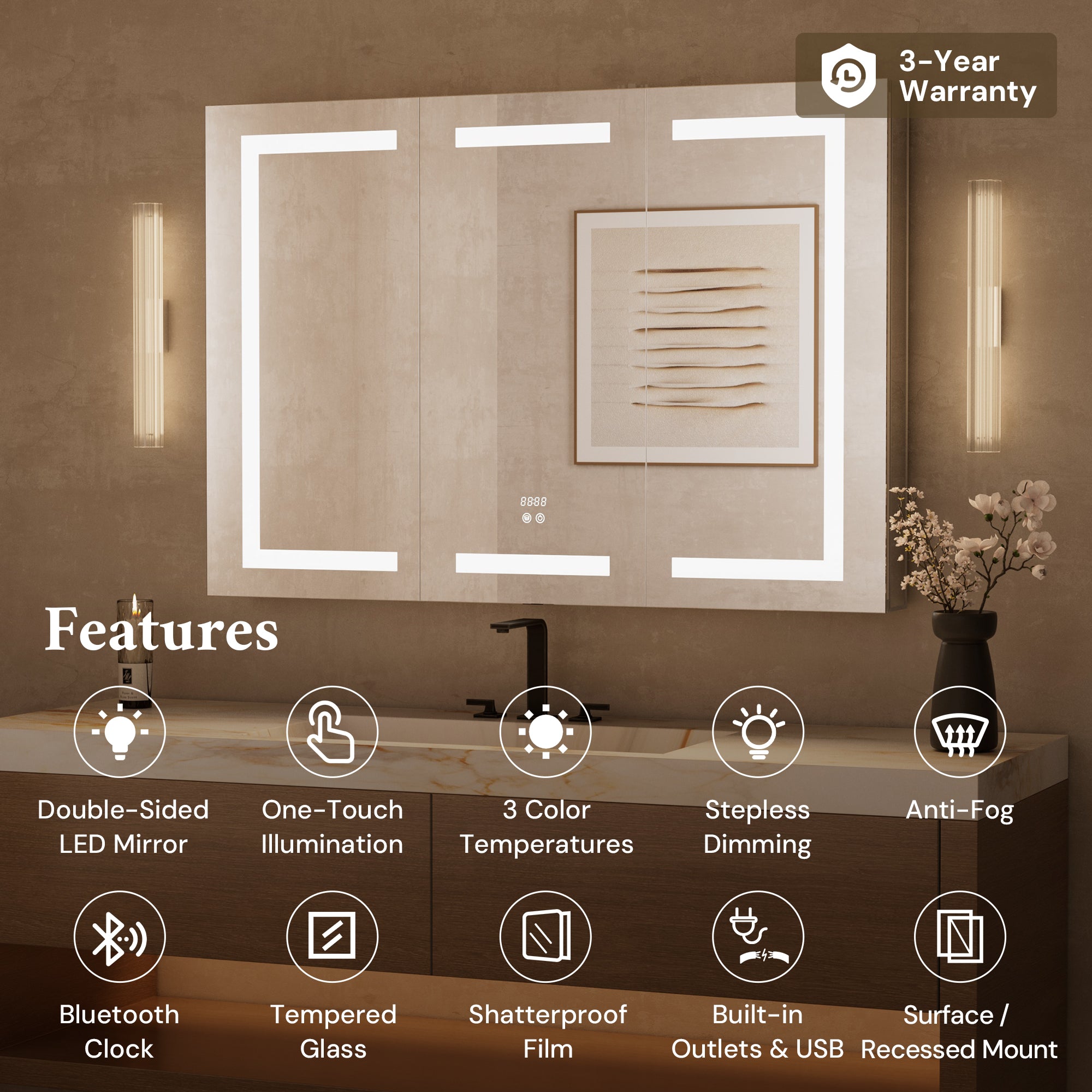 Dual-Lit LED Medicine Cabinet