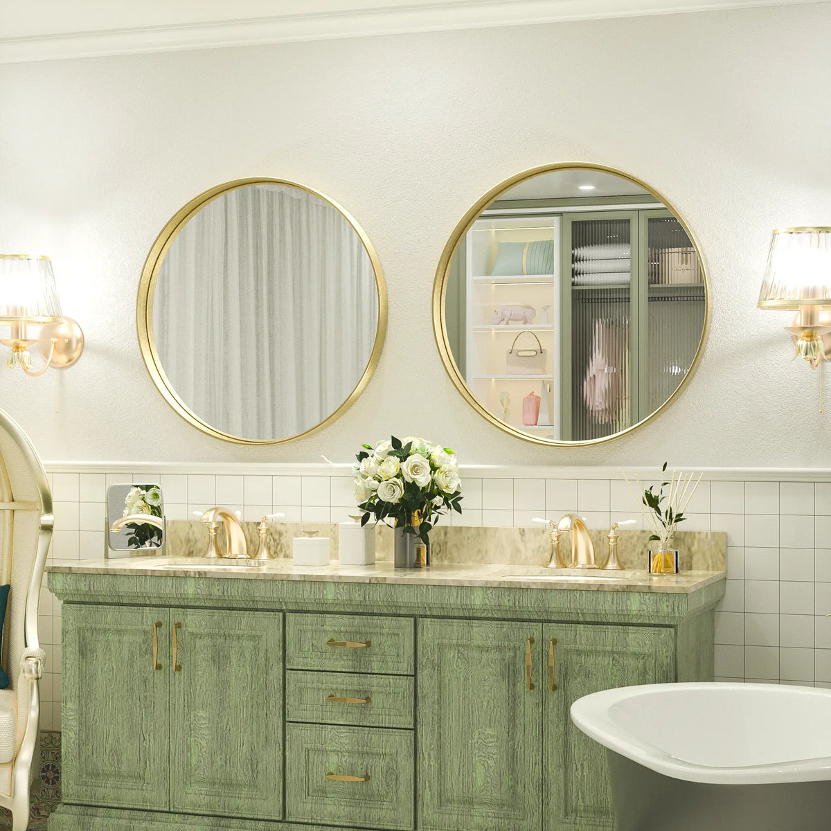 Framed Round Vanity Mirror