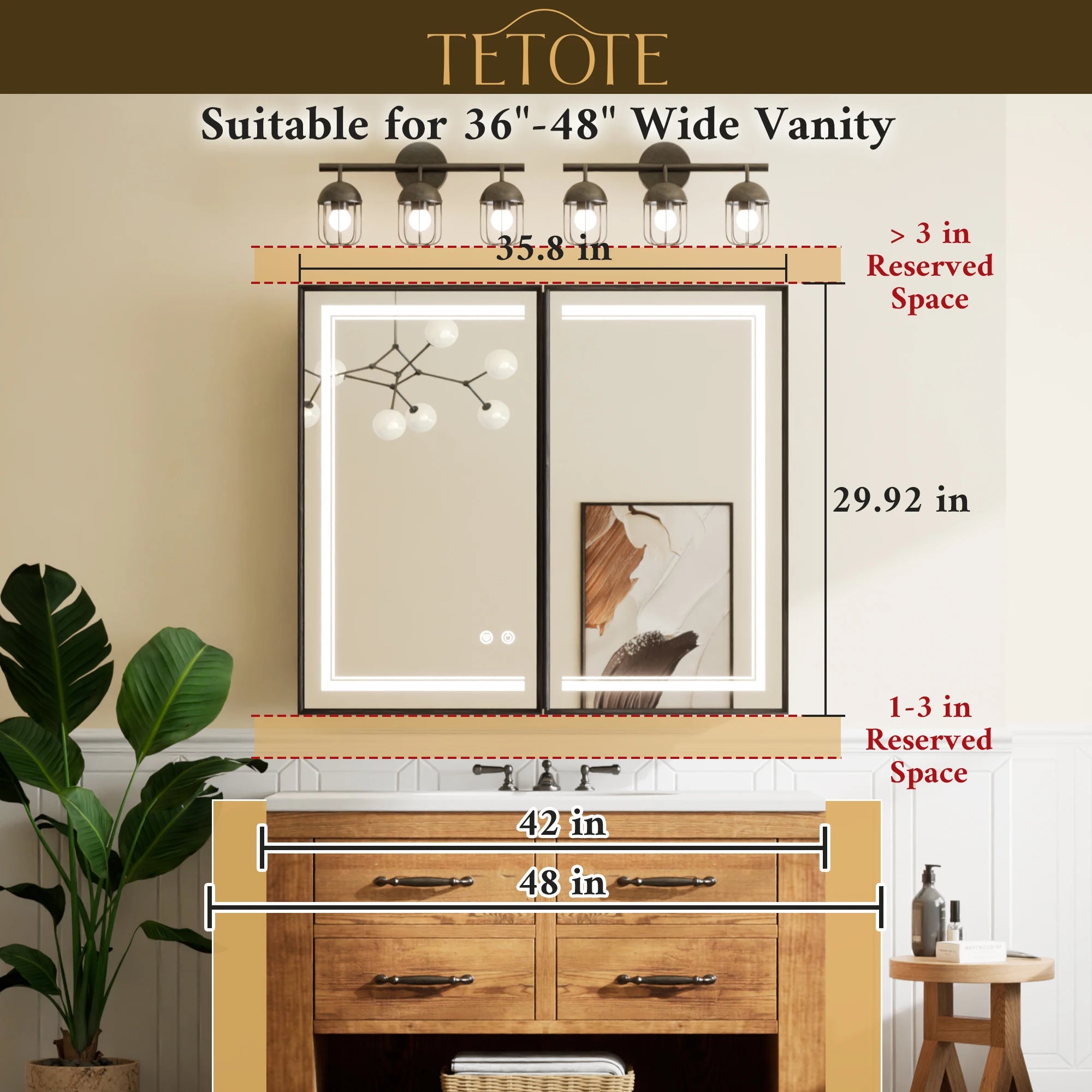 LED Lighted Bathroom Medicine Cabinet with Mirror, Defogger, 3-Color Dimmable Lights & Outlets - Recessed or Surface Mount