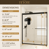 Tetote Frameless Pivot Shower Door – SGCC Tempered Glass, Reversible Mount, Nano-Coating