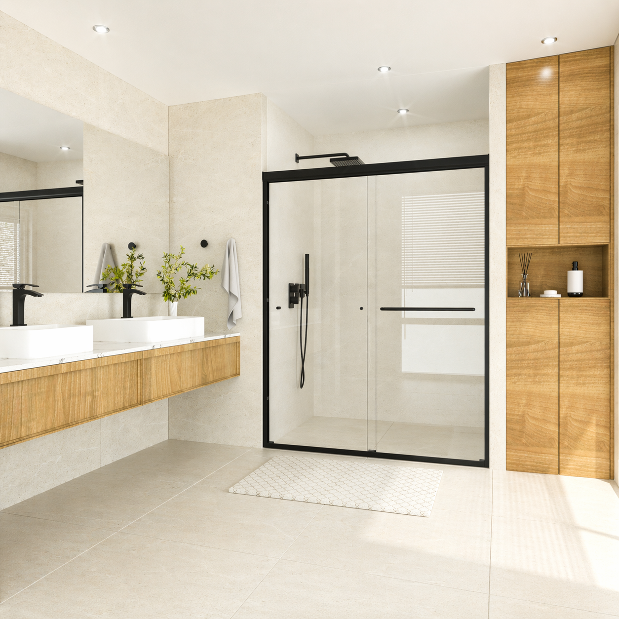 Tetote Frameless Pivot Shower Door – SGCC Tempered Glass, Reversible Mount, Nano-Coating