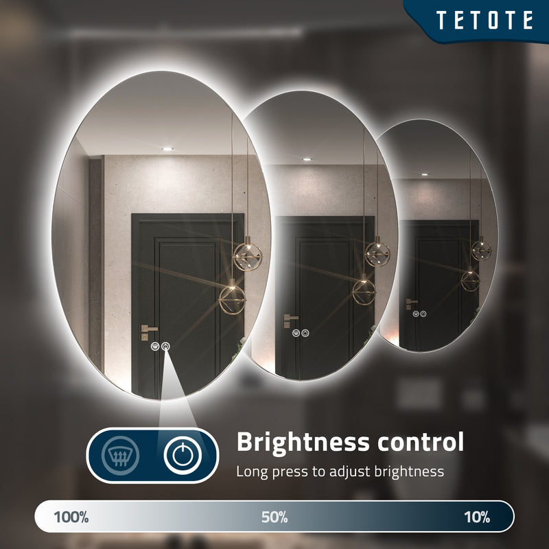 TETOTE 楕円形バックライト付き LED バスルームミラー