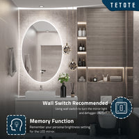 TETOTE Oval Backlit LED Bathroom Mirror