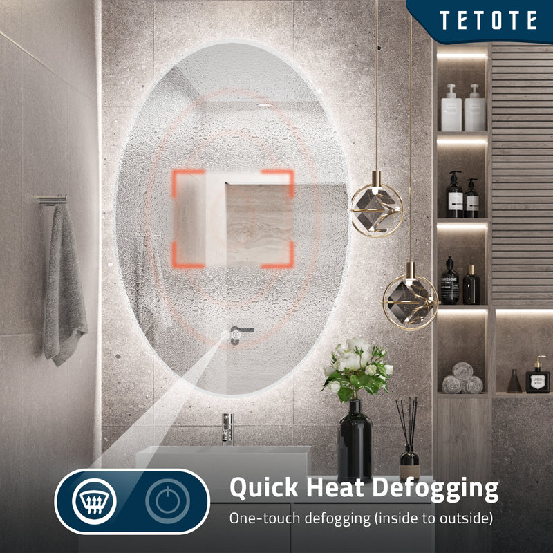 TETOTE Oval Backlit LED Bathroom Mirror