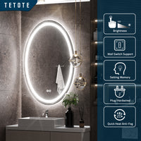 TETOTE Oval Frontlit LED Bathroom Mirror