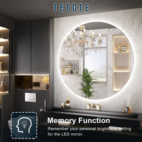 TETOTE Round 3-Color Backlit LED Bathroom Mirror